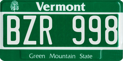 VT license plate BZR998