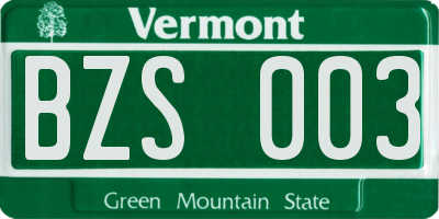 VT license plate BZS003