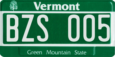 VT license plate BZS005