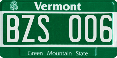 VT license plate BZS006