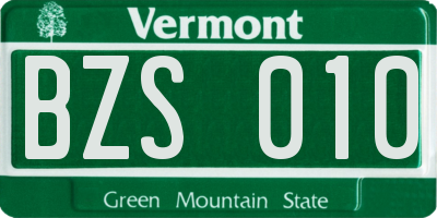 VT license plate BZS010