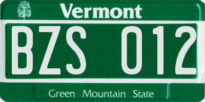 VT license plate BZS012
