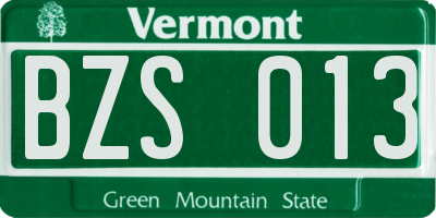 VT license plate BZS013
