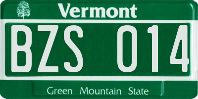 VT license plate BZS014