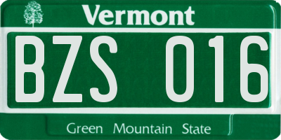 VT license plate BZS016