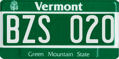 VT license plate BZS020