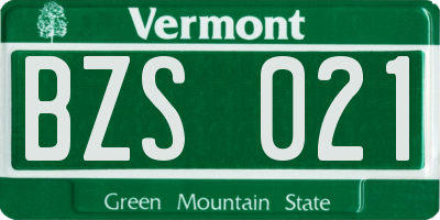 VT license plate BZS021
