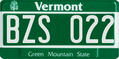 VT license plate BZS022