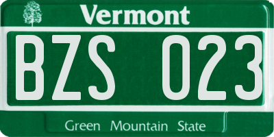 VT license plate BZS023
