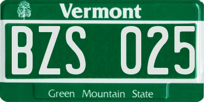 VT license plate BZS025