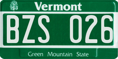 VT license plate BZS026