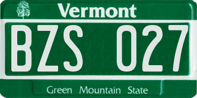 VT license plate BZS027