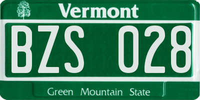 VT license plate BZS028