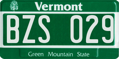 VT license plate BZS029