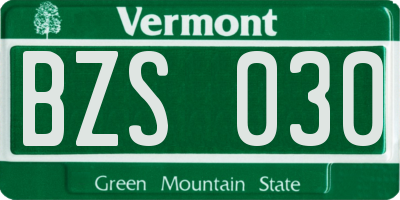 VT license plate BZS030