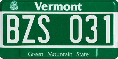 VT license plate BZS031