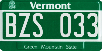 VT license plate BZS033