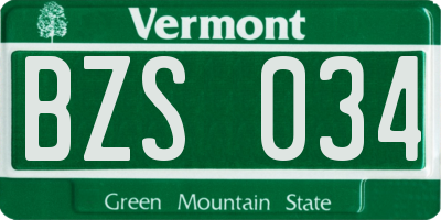 VT license plate BZS034