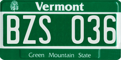 VT license plate BZS036