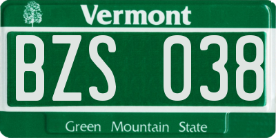 VT license plate BZS038