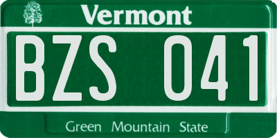 VT license plate BZS041