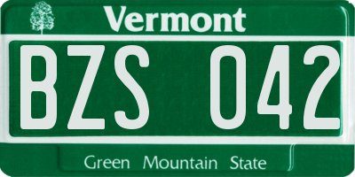 VT license plate BZS042