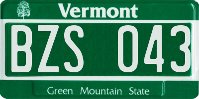 VT license plate BZS043