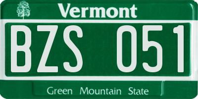 VT license plate BZS051