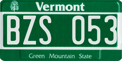 VT license plate BZS053