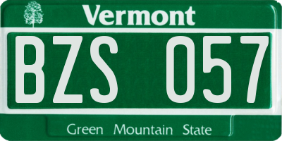 VT license plate BZS057