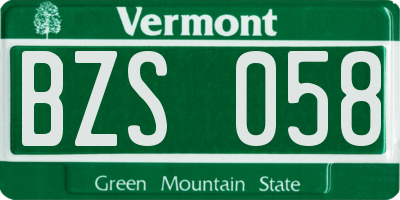 VT license plate BZS058