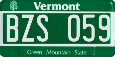 VT license plate BZS059