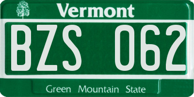 VT license plate BZS062