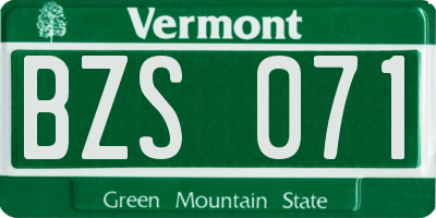 VT license plate BZS071