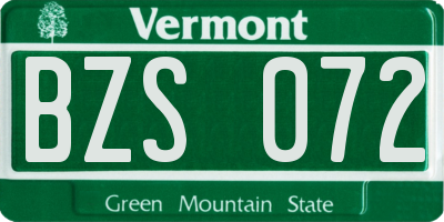 VT license plate BZS072