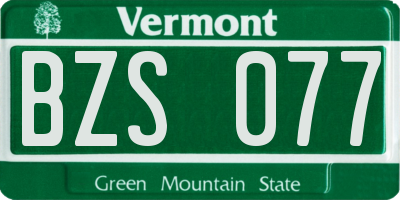 VT license plate BZS077