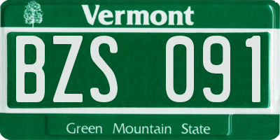 VT license plate BZS091