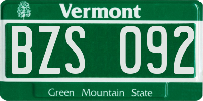 VT license plate BZS092