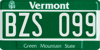 VT license plate BZS099