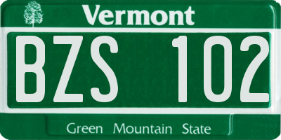VT license plate BZS102
