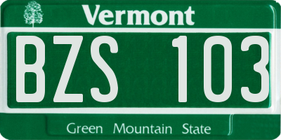 VT license plate BZS103