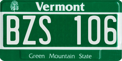 VT license plate BZS106