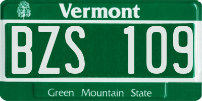 VT license plate BZS109