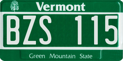 VT license plate BZS115