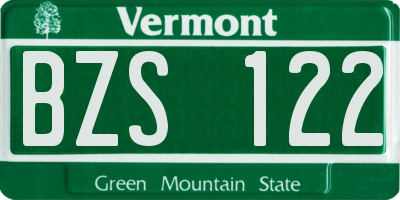 VT license plate BZS122