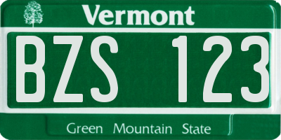 VT license plate BZS123