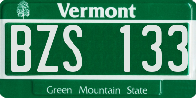 VT license plate BZS133