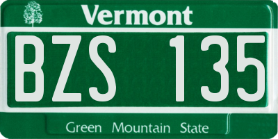VT license plate BZS135