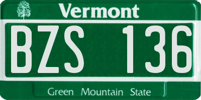 VT license plate BZS136