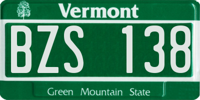 VT license plate BZS138